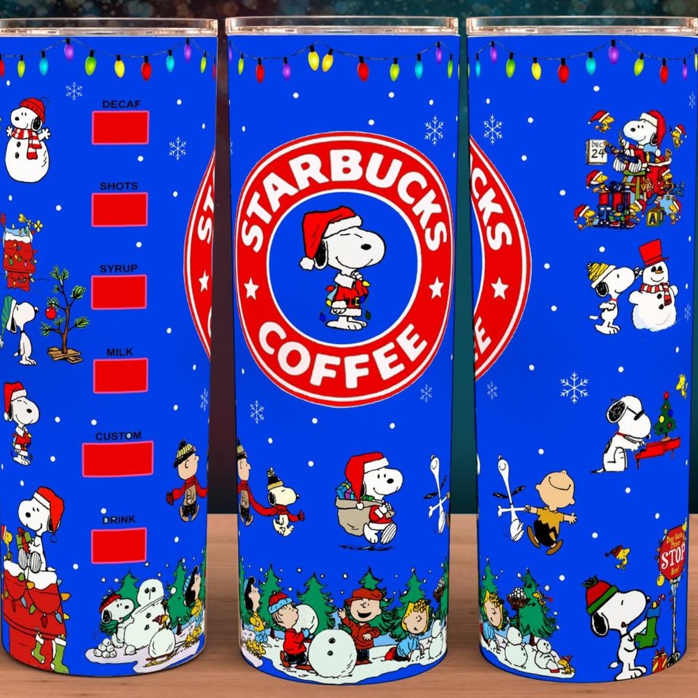 Blue Christmas Snoopy Holiday Starbucks Coffee Tumbler Cup